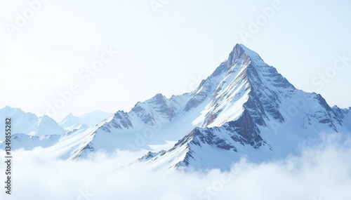 Wallpaper Mural Snow covered mountain peak against bright white sky, snow, cliff, climate Torontodigital.ca