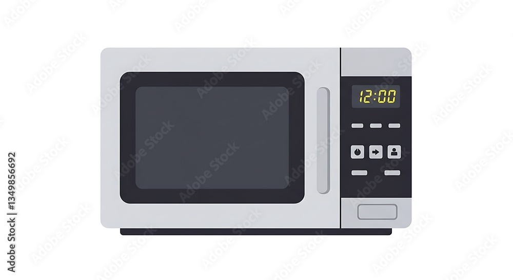 Microwave Oven Illustration with Digital Display and Control Panel