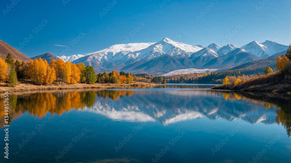 Beautiful autumn landscape reflected in the water Beautiful autumn landscape reflected in the water