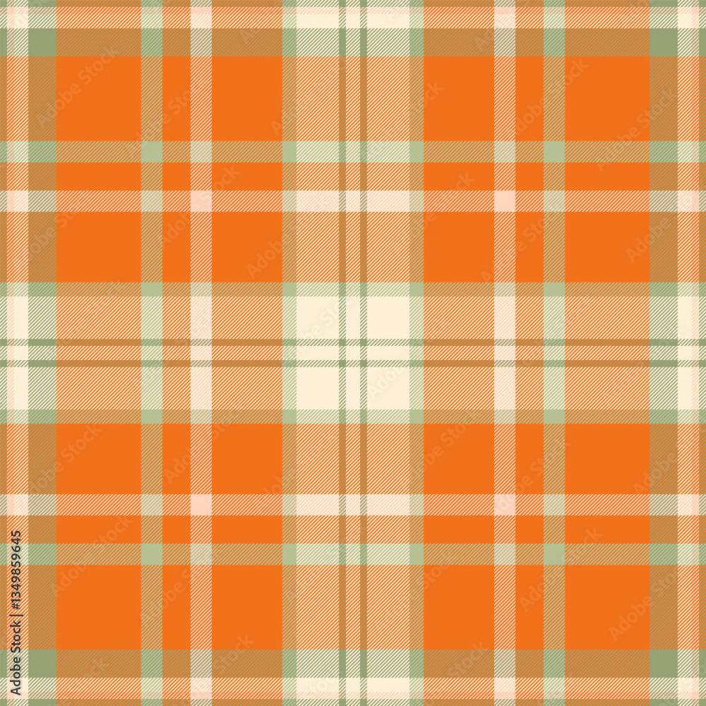 Obraz premium Vibrant orange and beige plaid pattern. Perfect for fallthemed designs, textile projects, or autumnal backgrounds.