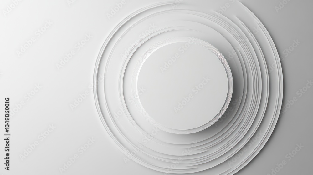 Abstract white circles, 3D layered circles, clean background, product display, modern design Abstract white circles, 3D layered circles, clean background, product display, modern design