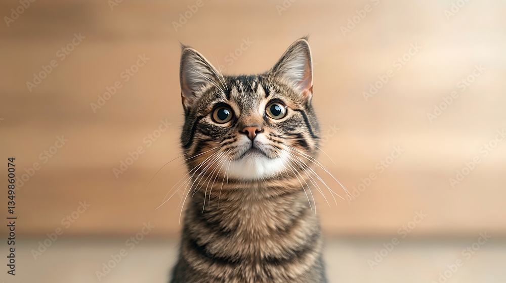Fototapeta premium Curious tabby cat indoors. (1)