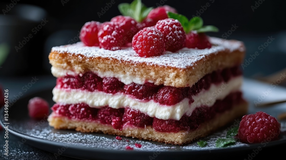 Delicious layered raspberry cake dessert Delicious layered raspberry cake dessert
