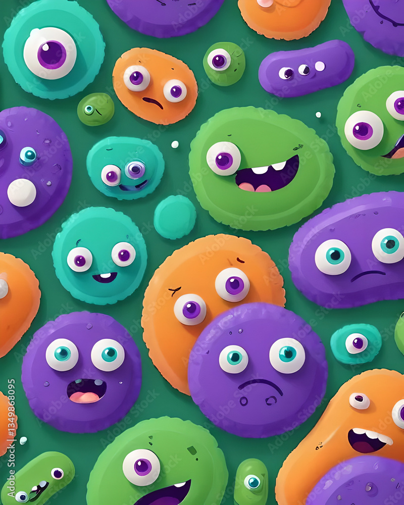 Fototapeta premium Cartoon Gut Bacteria