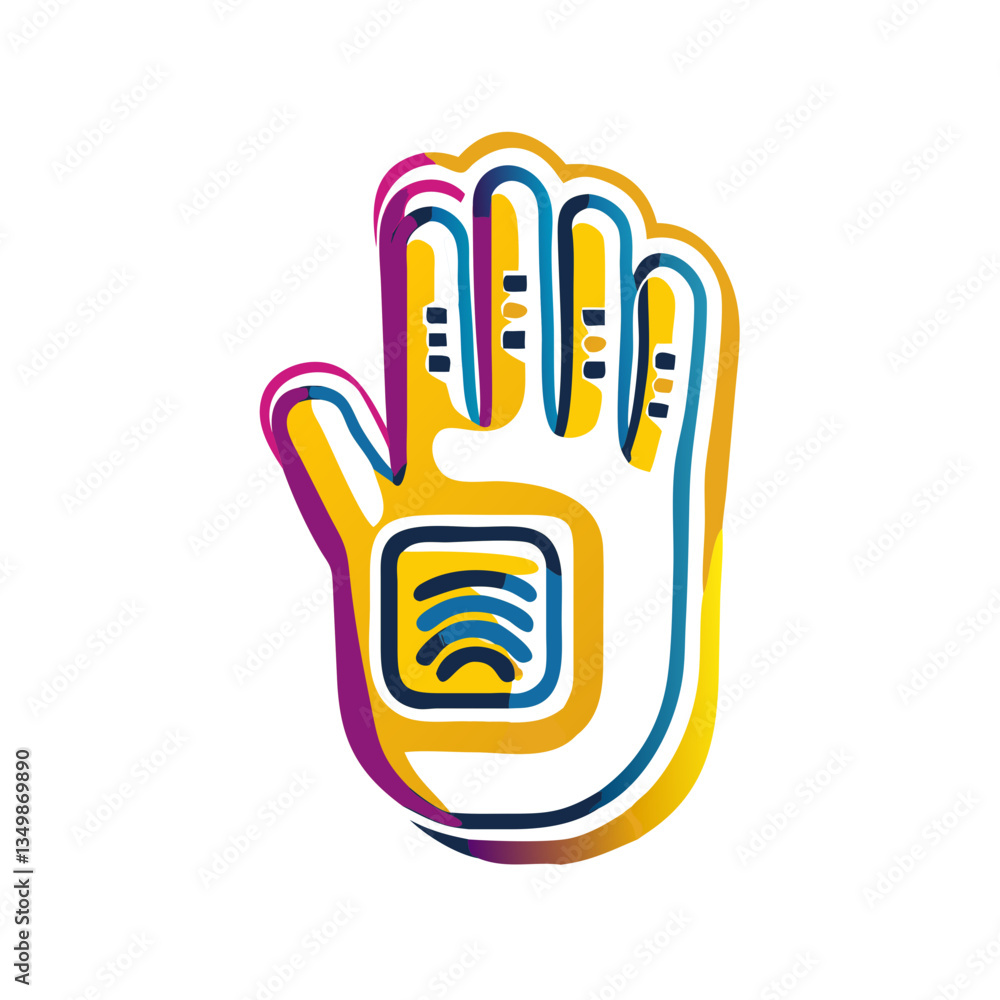 Smart prosthetic hand icon with biometric sensors Smart prosthetic hand icon with biometric sensors