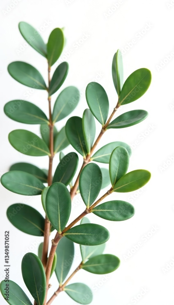 Naklejka premium Branches of eucalyptus isolated against white, minimalist, greenery, branches