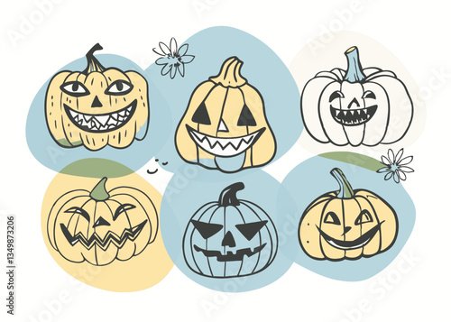 Spooky Halloween Pumpkins. Jack.O'.Lantern Illustration