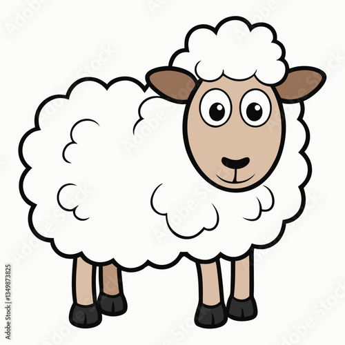 Cute Cartoon Sheep Illustration. Adorable Farm Animal