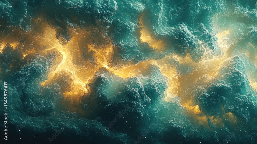 Abstract storm clouds in space, cosmic lightning Abstract storm clouds in space, cosmic lightning
