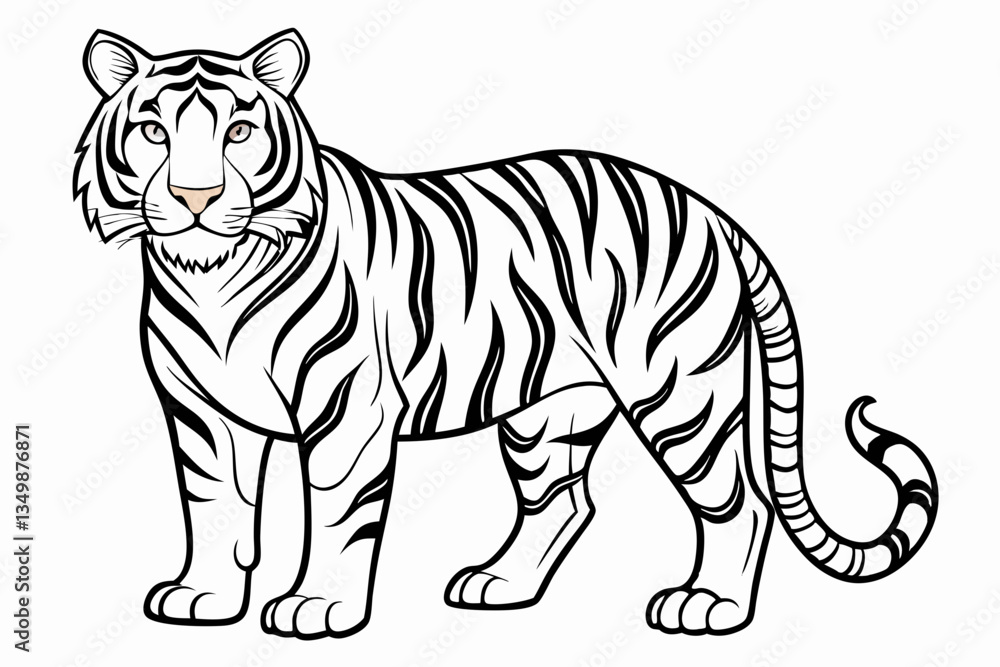 Fototapeta premium coloring page line art the tiger black vector