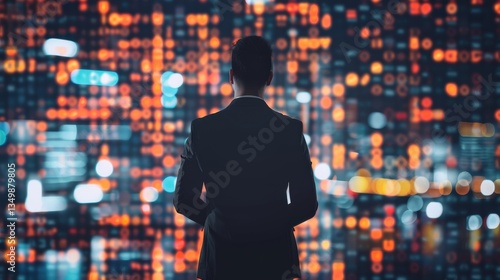 Wallpaper Mural Business leader in a futuristic office standing before large digital display filled with holographic data, environment represents artificial intelligence, decision-making, technology, financial. Torontodigital.ca