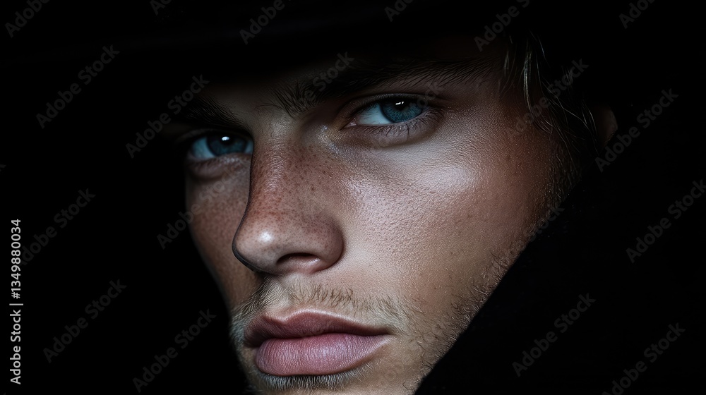Obraz premium Close-up portrait of a man, intense gaze (1)