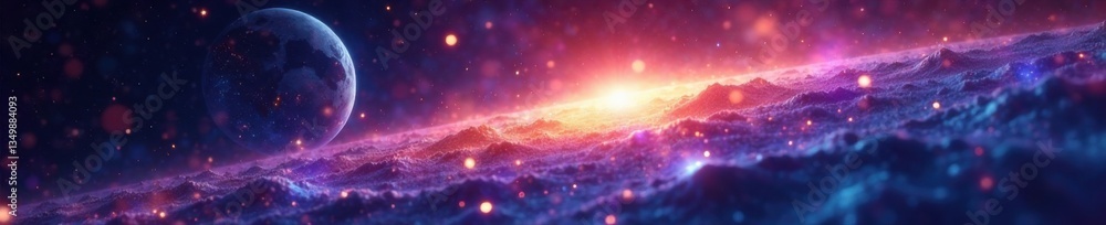 Fototapeta premium Cosmic ripples through shimmering stardust veil, celestial, galaxy