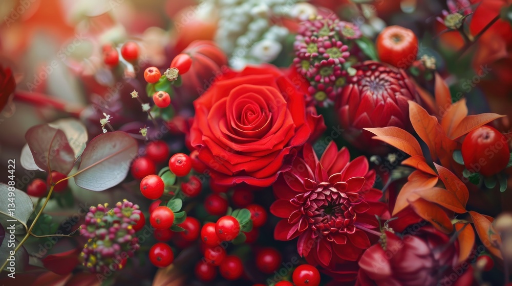Naklejka premium Flowers bouquet with various types of beautiful decoration. AI generated