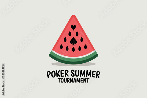 Playful Watermelon Slice Illustration for Summer Poker Tournament Theme