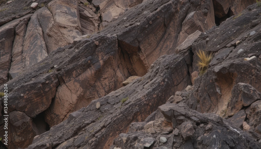 Obraz premium Intricate Rock Formations Dark Brown Hues, Rugged Textures, and Natural Patterns