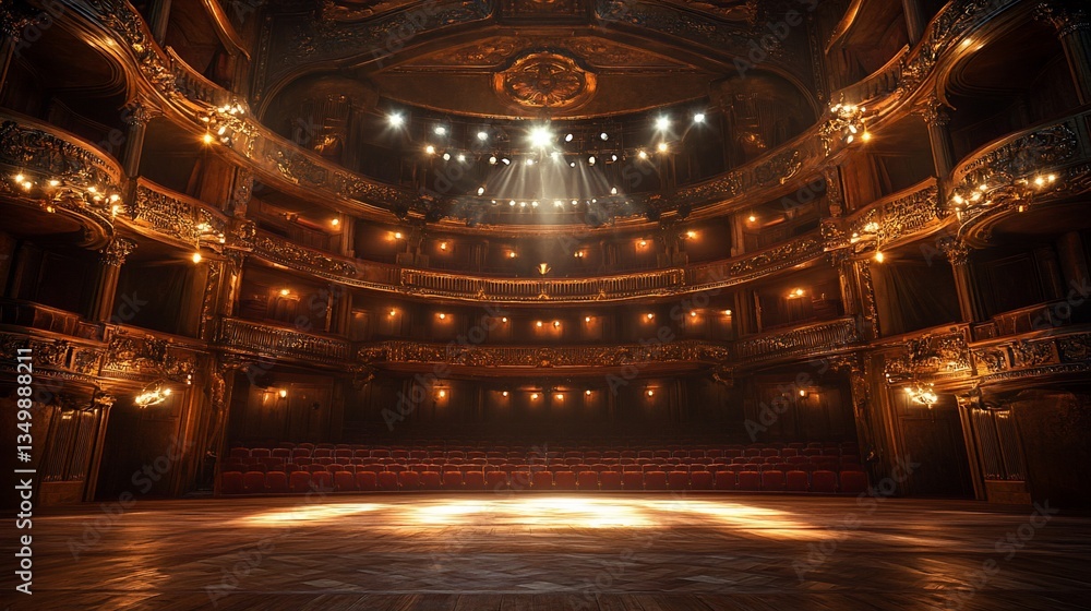 Obraz premium Grand theater interior, spotlight beams