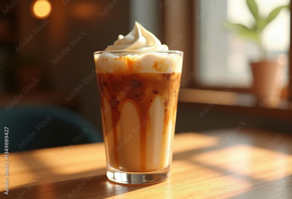 delicious frothy iced coffee velvety caramel drizzle attractive presentation cool glass, foam, beverage, drink, cup, milk, espresso, syrup, brown, creamy delicious frothy iced coffee velvety caramel drizzle attractive presentation cool glass, foam, beverage, drink, cup, milk, espresso, syrup, brown, creamy