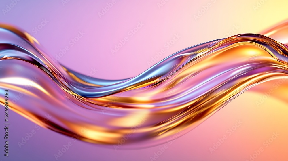 Abstract glass wave with gradient purple and orange background, flow motion Abstract glass wave with gradient purple and orange background, flow motion