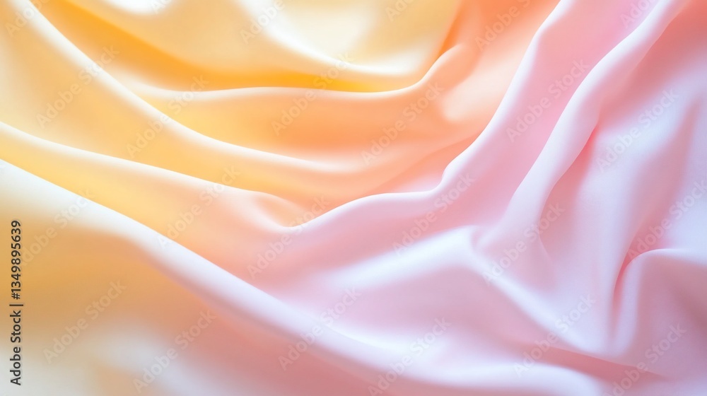 Abstract pastel satin cloth with wavy folds and gradient tones Abstract pastel satin cloth with wavy folds and gradient tones