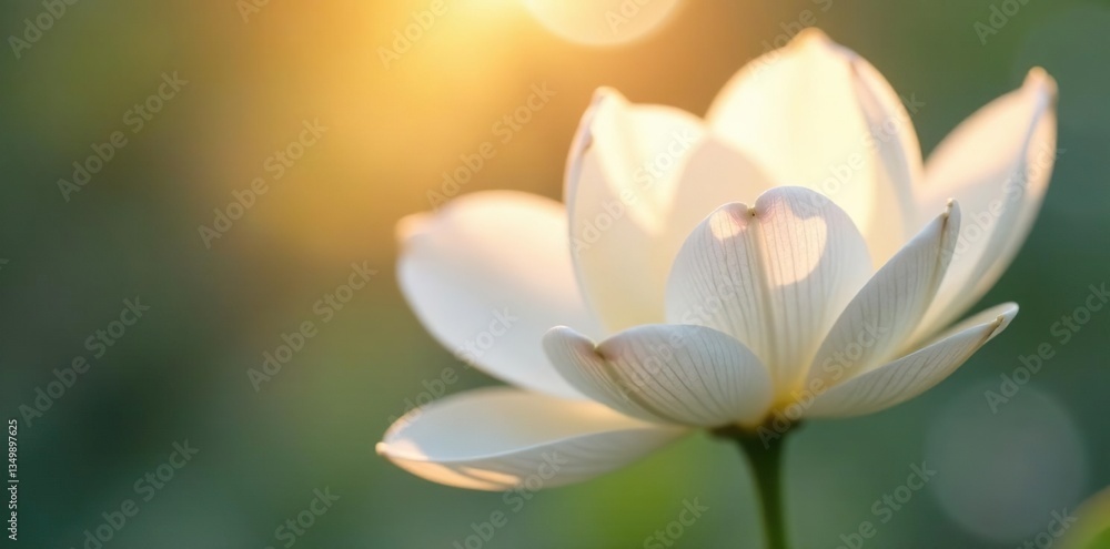 Delicate petals unfolding in gentle morning light, white, floral, closeup Delicate petals unfolding in gentle morning light, white, floral, closeup