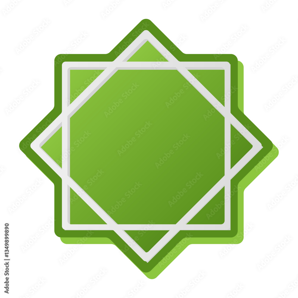 Shapes of Islamic ornament frames and badges in a green gradient Shapes of Islamic ornament frames and badges in a green gradient