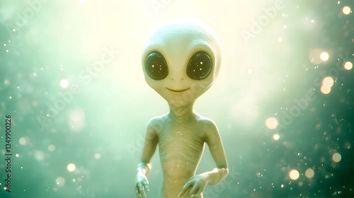 Smiling Alien in a Mystical Green Space