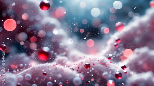 Wallpaper Mural Abstract Pink Cloudscape With Red And White Bokeh Lights On Blue Background With Shallow Depth Of Field Torontodigital.ca