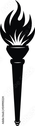 Black and White Stylized Torch Illustration Graphic Design Image