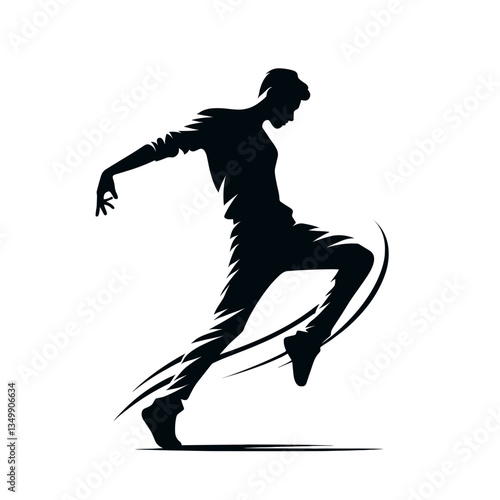 Dynamic male silhouette, capturing movement with stylish lines on a transparent background, copy space