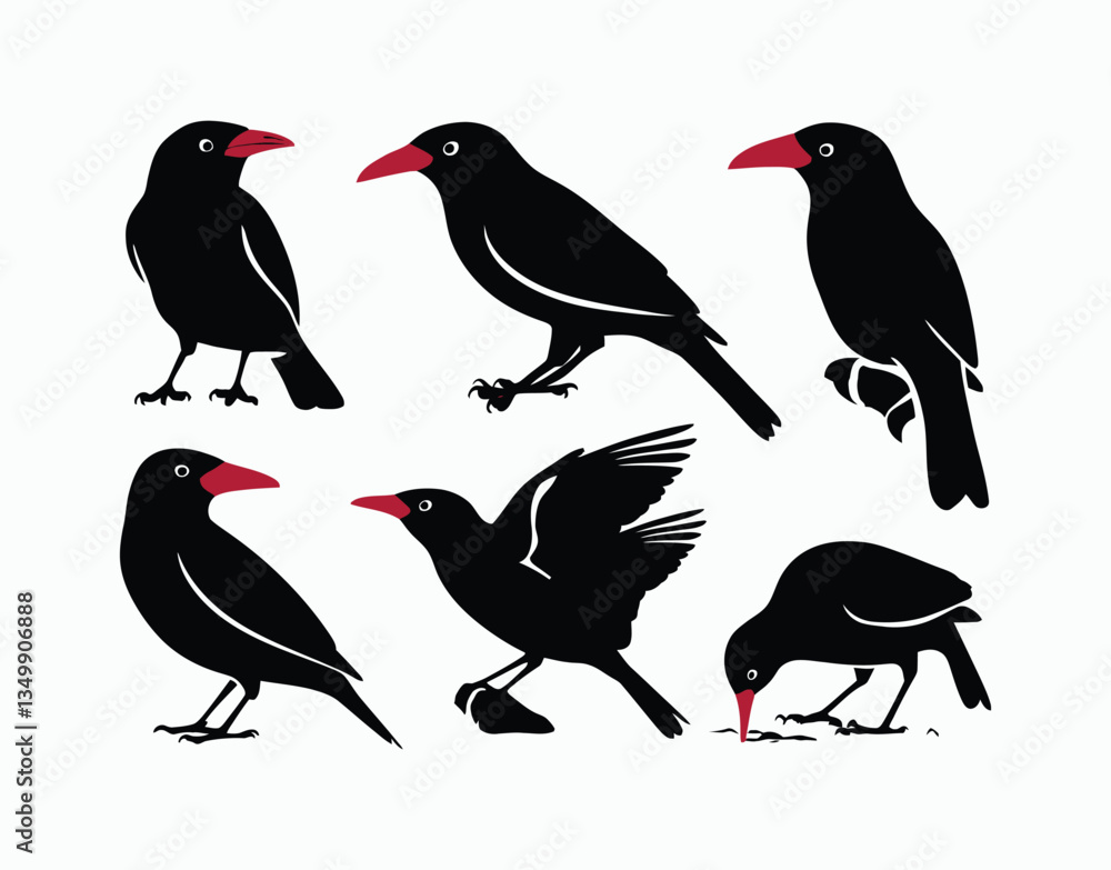 Fototapeta premium Minimal Red Billed Quelea Silhouette EPS Template Collection