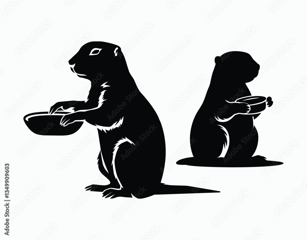 Fototapeta premium Prairie Dog Silhouette EPS Template on White Background