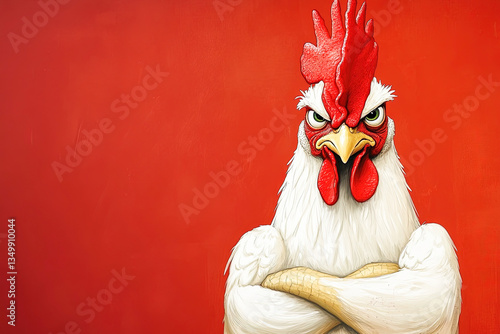 Confident Rooster with Crossed Arms