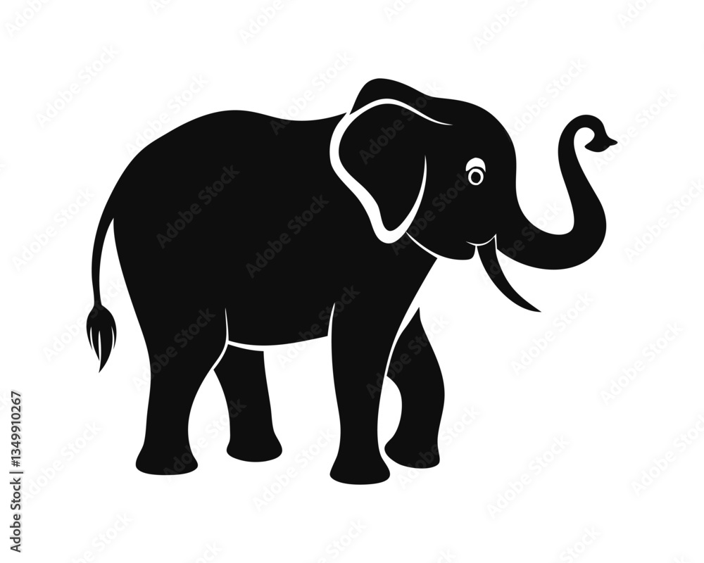 Elephant Silhouette. Black and White Animal Illustration Elephant Silhouette. Black and White Animal Illustration