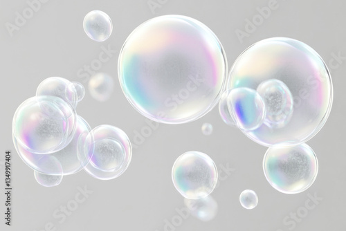 PNG A group of transparent rainbow bubbles floating photography background iridescent.