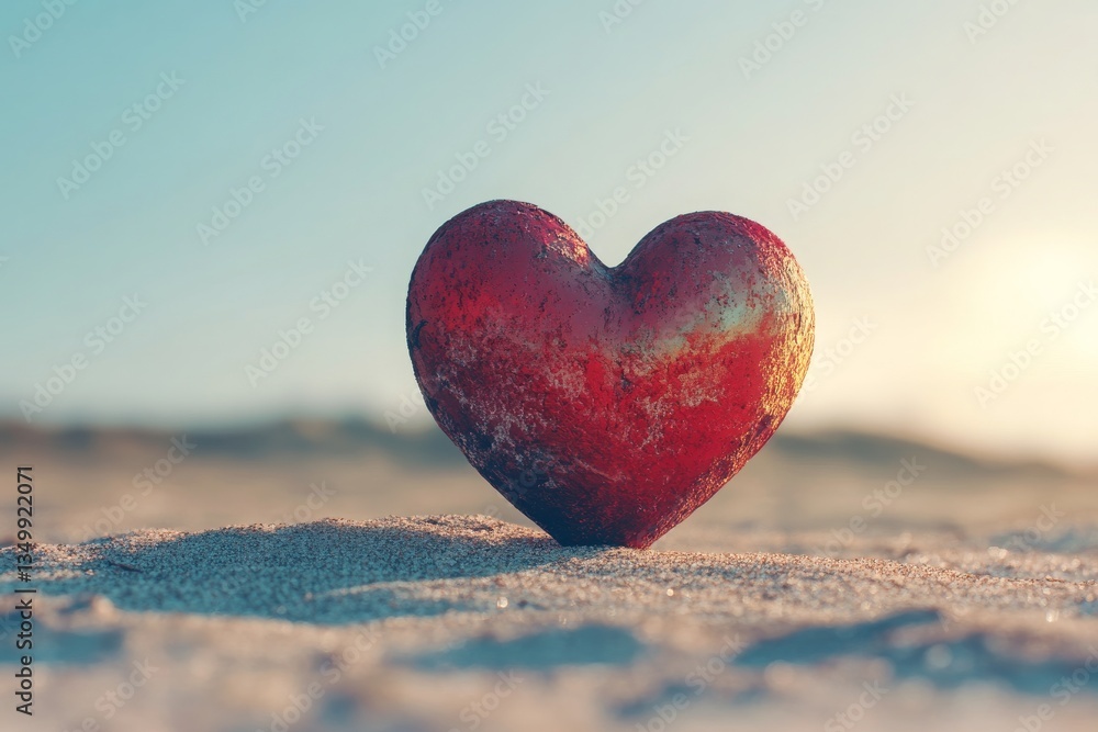 Fototapeta premium AI Generated. AI Generative. Photo illustration of heart shape on sand.