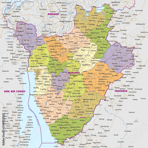 Detailed political Map of Burundi