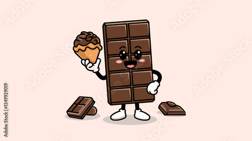 Cute Chocolate Bar Cartoon Character