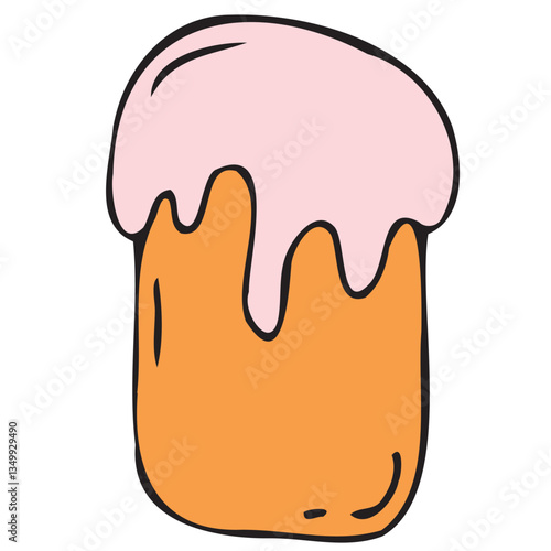 easter spring traditional cake kulich for easter, vector color isolated design element, hand drawn doodle element, for kids