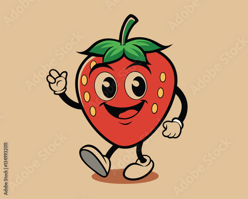 Cute Cartoon Strawberry Character Illustration