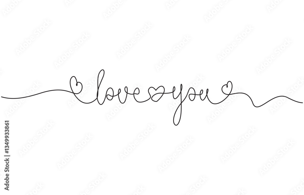 Continuous one line drawing of Love. Calligraphy lettering free handwriting, Love you phrase continuous one line drawing with word. Minimalistic drawing of phrase illustration. Continuous one line drawing of Love. Calligraphy lettering free handwriting, Love you phrase continuous one line drawing with word. Minimalistic drawing of phrase illustration.
