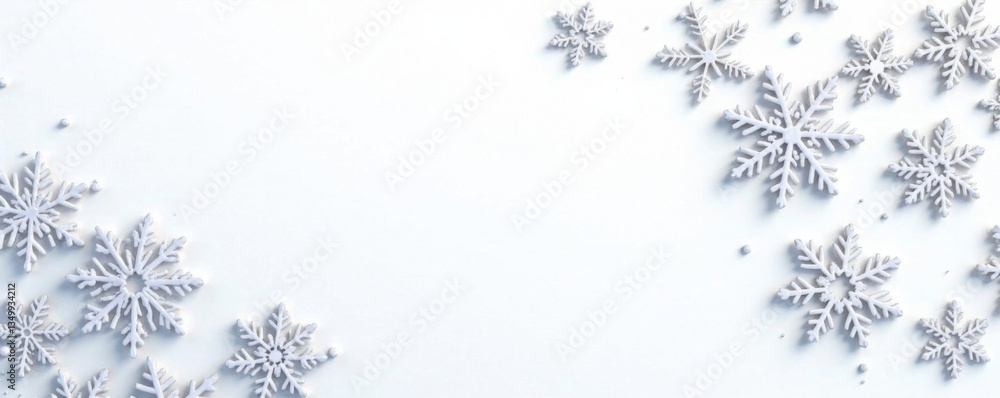 Intricate snowflake pattern adorns a simple white background, ornate, border Intricate snowflake pattern adorns a simple white background, ornate, border