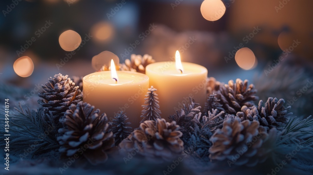 Pine cone arrangement with candles Pine cone arrangement with candles