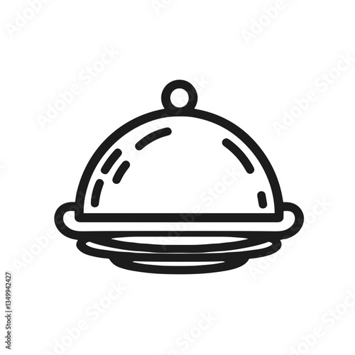Serving platter with cloche representing dining and hospitality in a black and white design