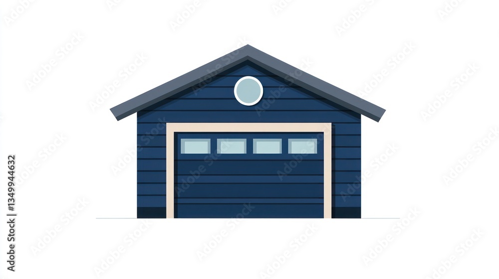 Simple illustration of a dark blue garage Simple illustration of a dark blue garage