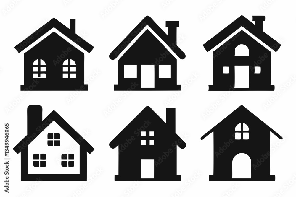 home icon set silhouette black vector home icon set silhouette black vector