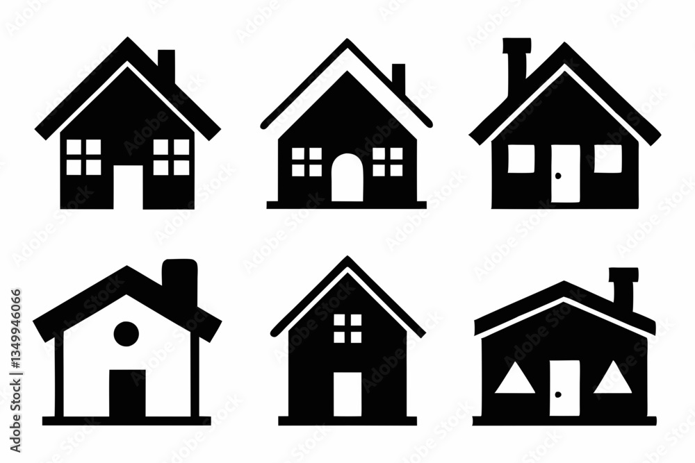Fototapeta premium home icon set silhouette black vector