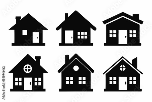 home icon set silhouette black vector