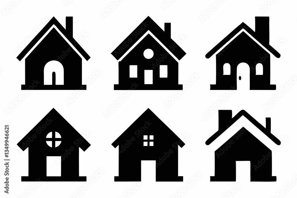 Fototapeta premium home icon set silhouette black vector