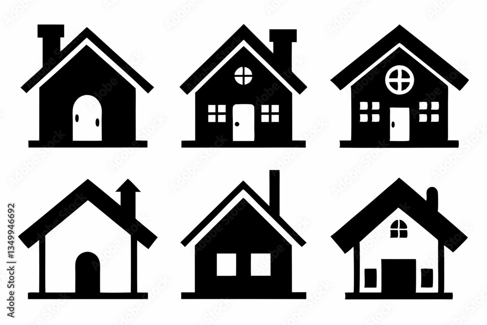 home icon set silhouette black vector home icon set silhouette black vector